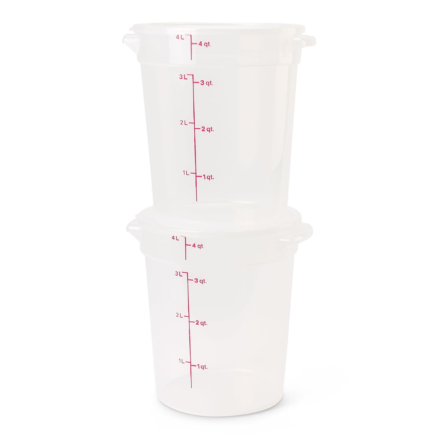 Cambro Food Storage Containers with Lids (BPA-Free) - 4 Quart - Food Grade Buckets with Lids (2 Pack) - For Dough Proofing and Brining (Translucent)