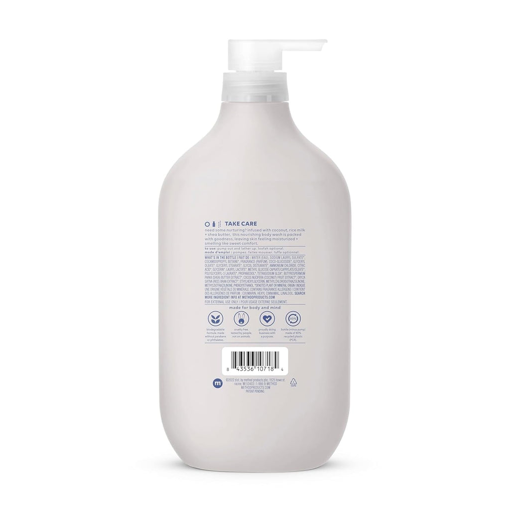 Method Body Wash, Simply Nourish - Leaves Skin Feeling Soft & Moisturized, Made Without Parabens, Notes Of Coconut, Rice Milk & Shea Butter, 28 Fl Oz