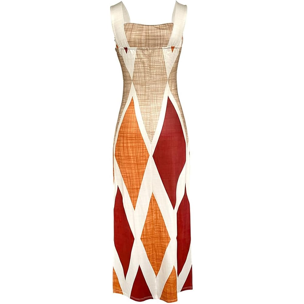 Chicme Women'S Summer Maxi Dress Casual Thick Strap Square Neck Boho Sundress Split Vacation Dresses With Pockets
