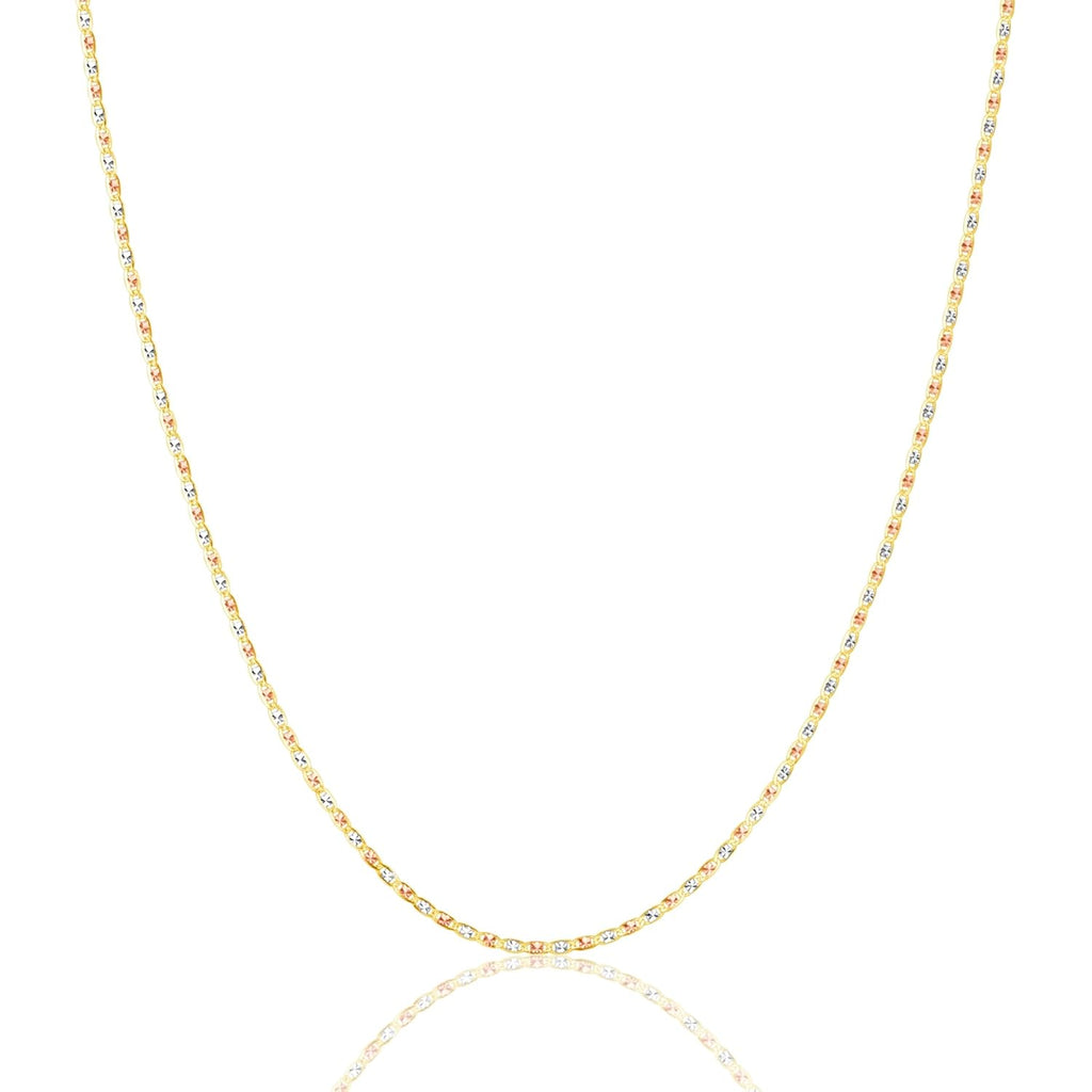 EVAYA 14K Solid Tri-Color Valentino Star Chain for Women & Men, 2mm-6mm, 16"-30"