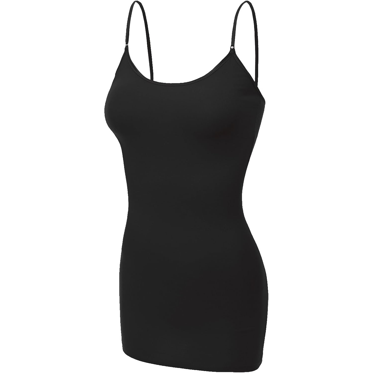 Bozzolo Women's Ladies Adjustable Spaghetti Strap Basic Long Cami Tunic Tank Top