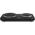 Elite Gourmet EDB-302BF Countertop Double Cast Iron Burner, 1500 Watts Electric Hot Plate, Temperature Controls, Power Indicator Lights, Easy to Clean, Black