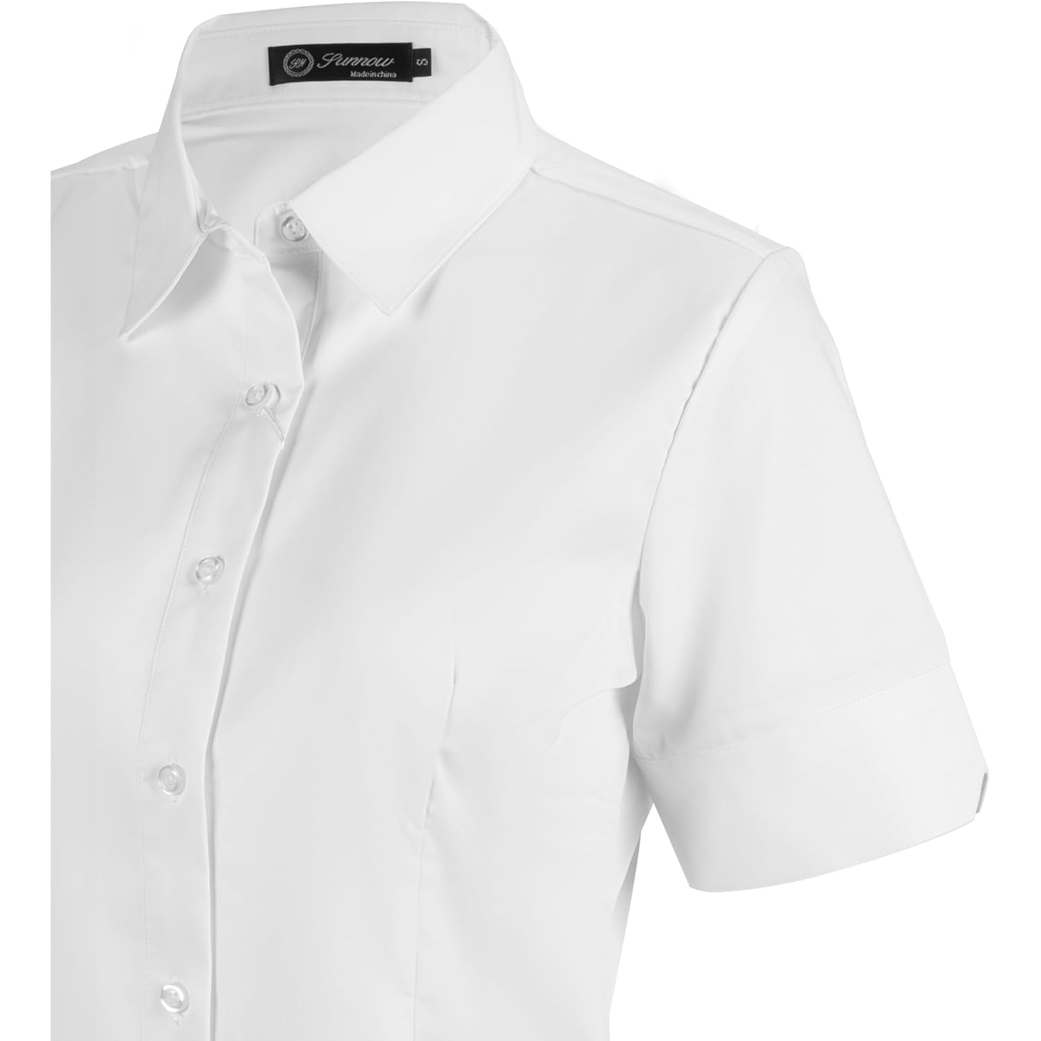 Womens Button Down Shirts Tailored Short Sleeve Shirt Basic Simple Stretch Wrinkle Free Formal Work Blouses