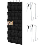 Gorilla Grip Over The Door Shoe Organizer, 24 Large Breathable Mesh Pockets, Space Saving Hanging Storage Holder, Closet Rack Hanger Holds Up To 40 Lbs, Hangs On Closets For Shoes, Accessories, Black