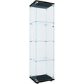 Flymuhjia Curio Cabinet Glass Display Case For Collectibles With Door, 4 Display Shelves Showcase, 64.2”Hx16.9''Lx 14.6''W Black