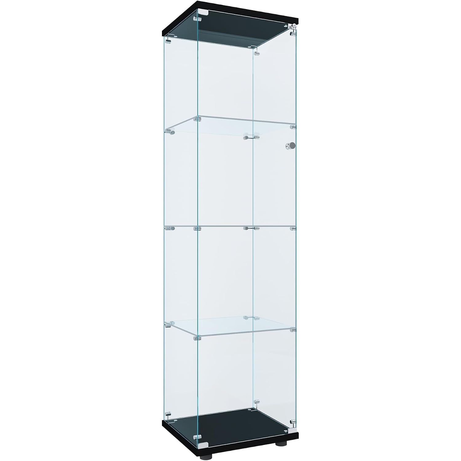 Flymuhjia Curio Cabinet Glass Display Case For Collectibles With Door, 4 Display Shelves Showcase, 64.2”Hx16.9''Lx 14.6''W Black