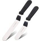 Angled Icing Spatula, Stainless Steel Offset Spatula, Cake Spatula Set Of 2 Black 6, 8 Inch Blade