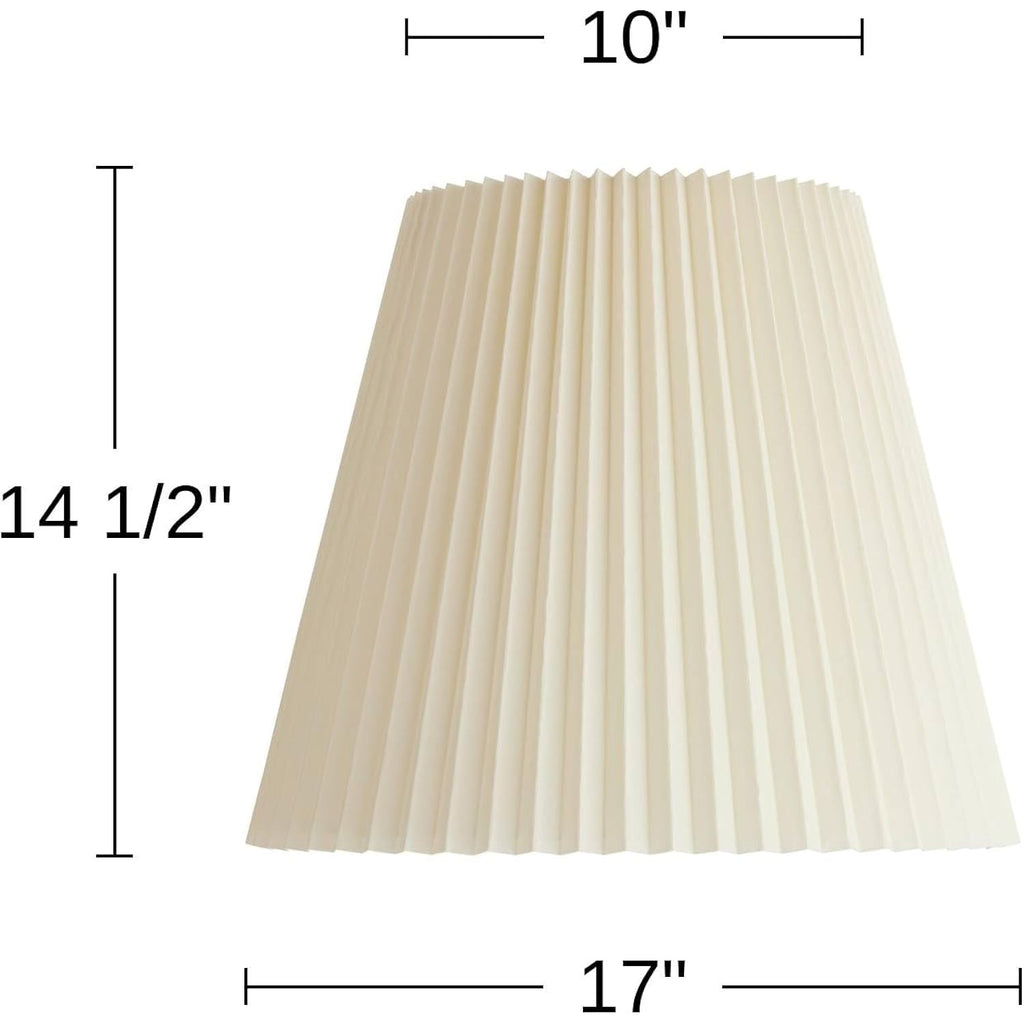 10" Top X 17" Bottom X 14 1/2" High X 14 3/4" Slant Lamp Shade (Pre-Assembled) Replacement Large Ivory White Bell Round Traditional Pleated Spider Harp Finial