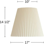 10" Top X 17" Bottom X 14 1/2" High X 14 3/4" Slant Lamp Shade (Pre-Assembled) Replacement Large Ivory White Bell Round Traditional Pleated Spider Harp Finial