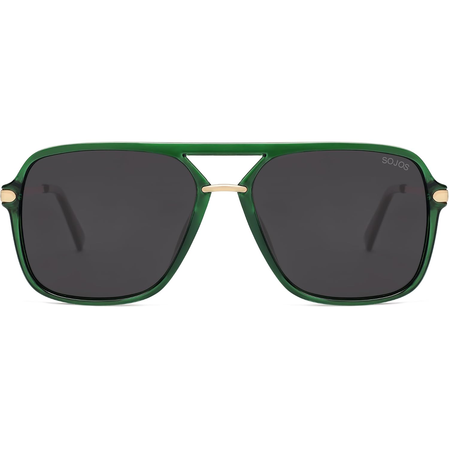 SOJOS Sunglasses for Women & Men, Square, Retro, Polarized Lens, Trendy Aviator, 90s Shades Green/Grey