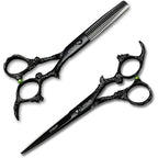 Black Dragon 6.0 Inch Professional Dragon Handle 440C Salon Hair Cutting Scissor - Hairdressing Thinning Shears- Perfect For Barber And Home Use (Scissors Set)