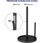 Paper Towel Holder Countertop, Black Kitchen Paper Towels Holder, Paper Roll Holder With Weighted Base