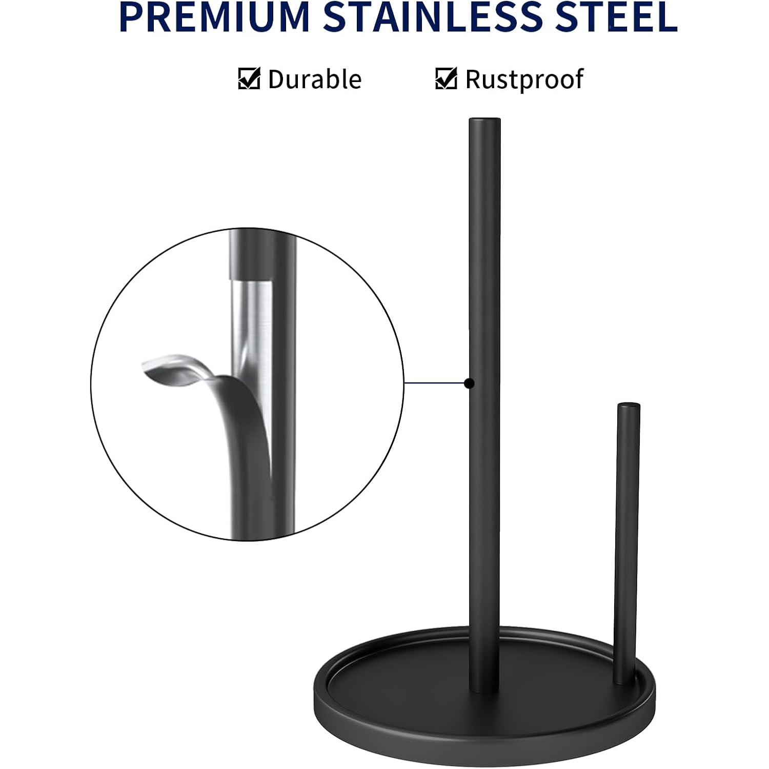 Paper Towel Holder Countertop, Black Kitchen Paper Towels Holder, Paper Roll Holder With Weighted Base