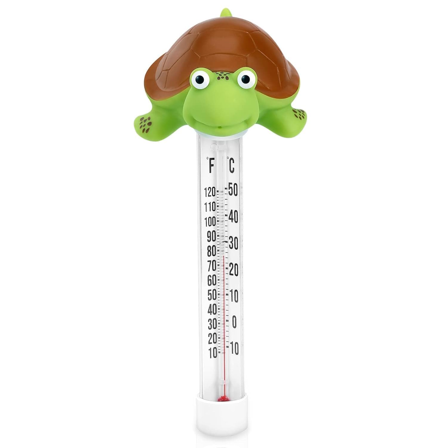 Floating Pool Thermometer, Large Display With String Easy To Read, Shatter Resistant, For Outdoor & Indoor Swimming Pools, Spas, Hot Tubs & Aquariums (Turtle)