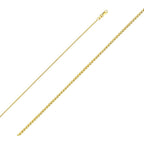 Ioka 14K Yellow Gold Diamond Cut Our Lady of Guadalupe Stamp Charm Pendant with 1.2mm Flat Open Wheat Chain Necklace