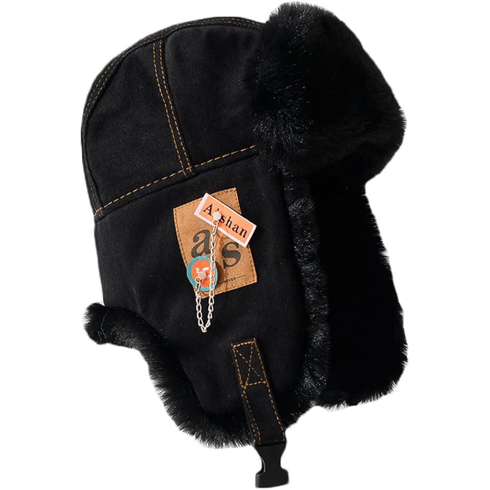 Winter Trapper Hat with Windproof Ear Flaps,Women Men Faux Fur Bomber Hat, Thermal Aviator Cap for Outdoor Skiing Hunting