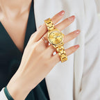 Olevs Gold Watch For Women With Date Day Stainless Steel Waterproof Small Face Quartz Analog Ladies Watches Fashion Gold Black White Dial Female Wristwatch