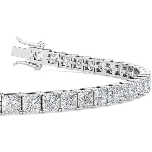 1-20 Carat (ctw) White Gold Princess Cut LAB GROWN Diamond Bracelets (Color H-I Clarity VS1-VS2)