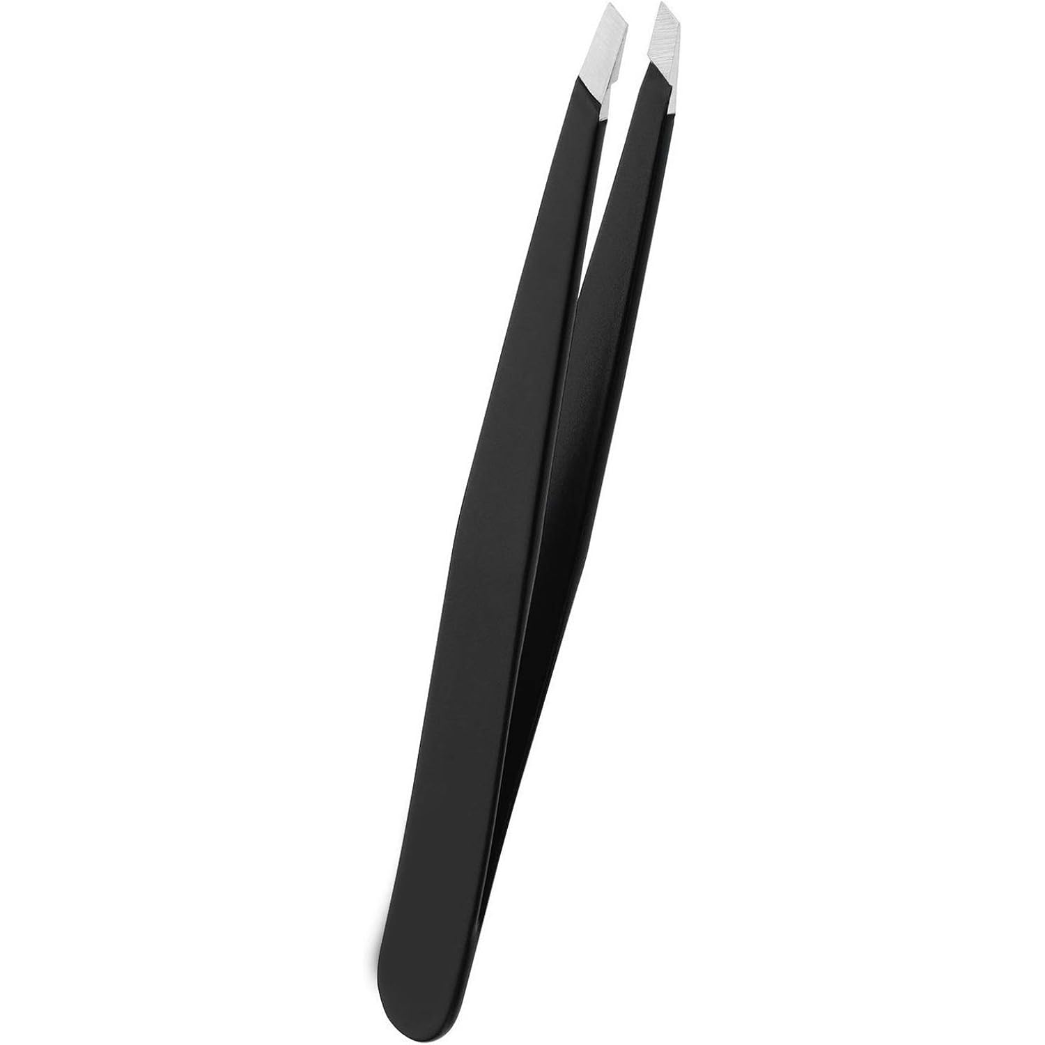 Eyebrow Tweezers Stainless Steel Facial Hair Removal Tweezers for Men & Women in Black with Slanted Tip for Easy Plucking by AURAY