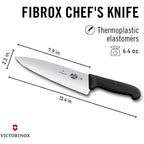 Victorinox Fibrox Pro Chef’s Knife, 8 Inch - Swiss Army Kitchen Knife, High Carbon Stainless Steel Blade, Non-Slip Fibrox Handle, Dishwasher Safe, Black