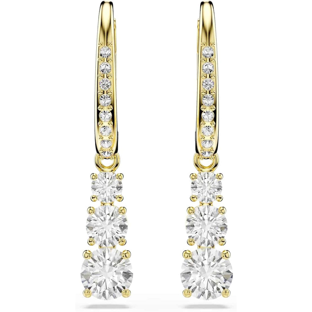 Swarovski Stilla Attract hoop earrings, Round cut, White, Gold-tone Finish