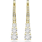Swarovski Stilla Attract hoop earrings, Round cut, White, Gold-tone Finish