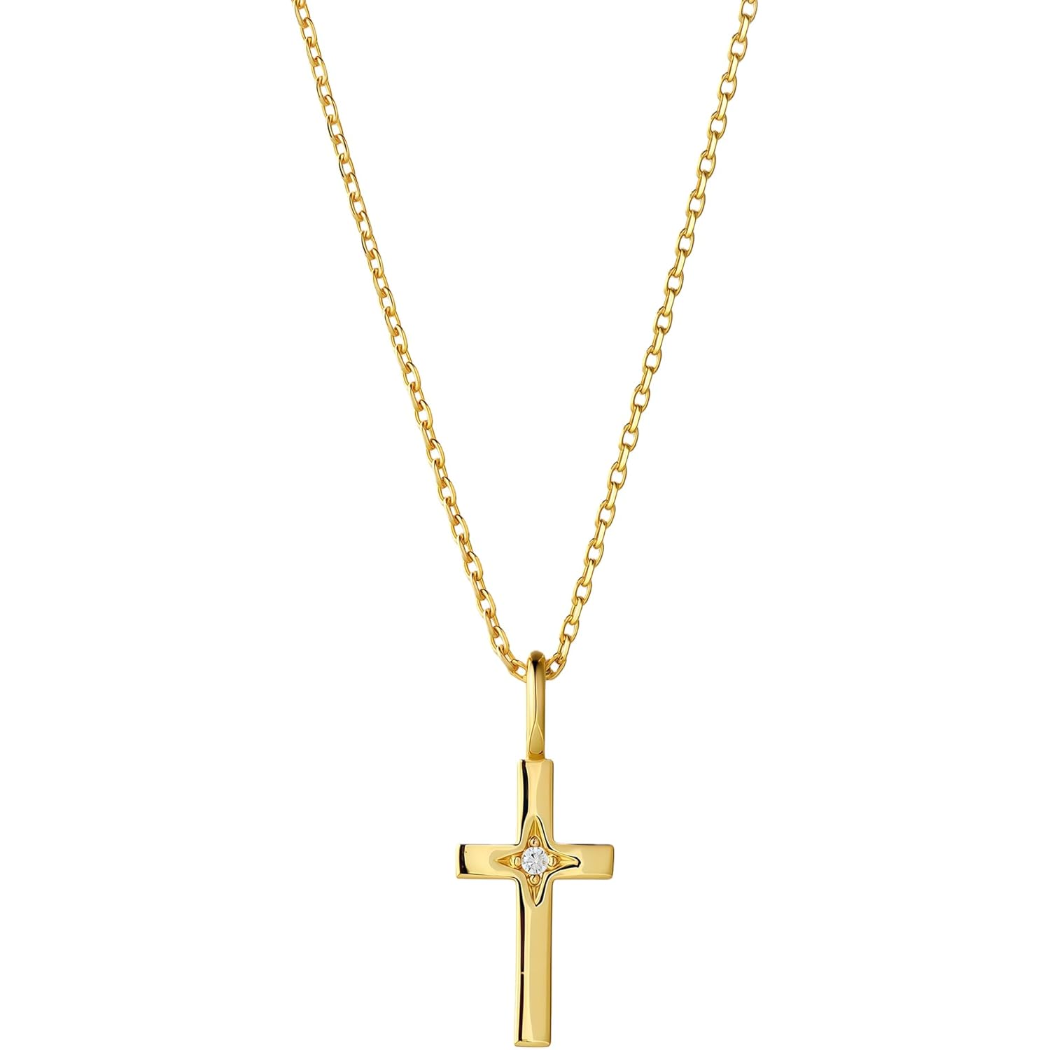 14K Gold Cross Necklace for Women, Dainty Cross Pendant with moissanite,Luxurious Christian Religious Fine Jewelry, Lightweight Dainty 14K Gold Chain Necklace for Women，Versatile for All Occasions