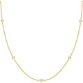 PAVOI 14K Gold Plated Station Necklace - Simulated Diamond Layering Necklaces - Womens CZ Chain