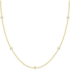 PAVOI 14K Gold Plated Station Necklace - Simulated Diamond Layering Necklaces - Womens CZ Chain