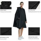 Rain Poncho Jacket Coat Hooded Zipper Style For Women/Men/Adult With Pocket