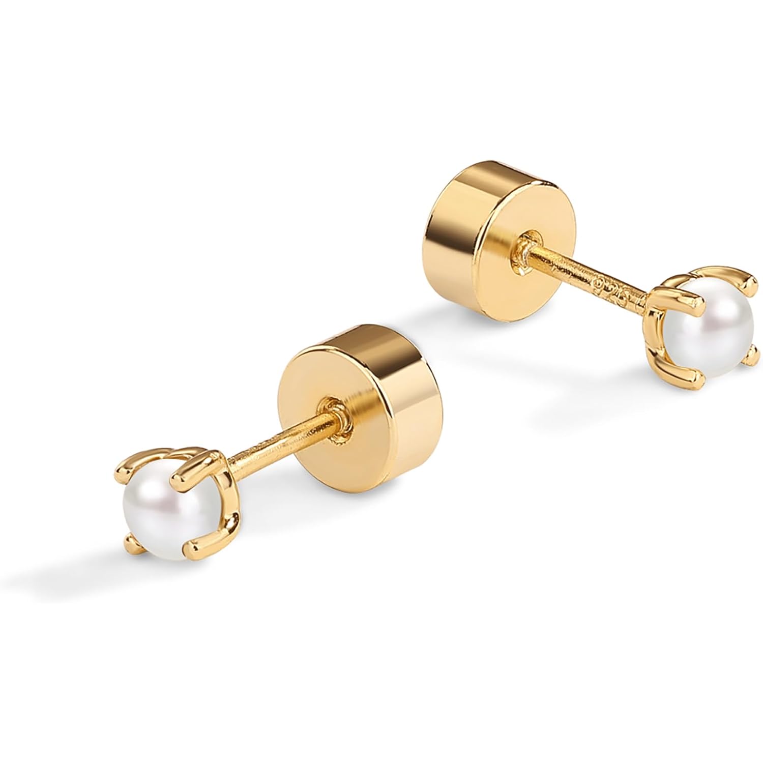PAVOI 14K Gold Plated 925 Sterling Silver Posts Mini Stud Flat Back Earrings for Women | Helix Cartilage Piercing Jewelry | Dainty Pearl Star Cluster Cubic Zirconia Lotus Climber Screw Backs