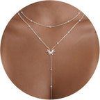 CHESKY Long Necklaces for Women, 14k Gold Plated/Streling Silver Lariat Necklace Dainty Statement Prom Necklace Rosary Cross Sun Drop Pendant Dangle Necklace Gold Prom Jewelry for Women Gifts