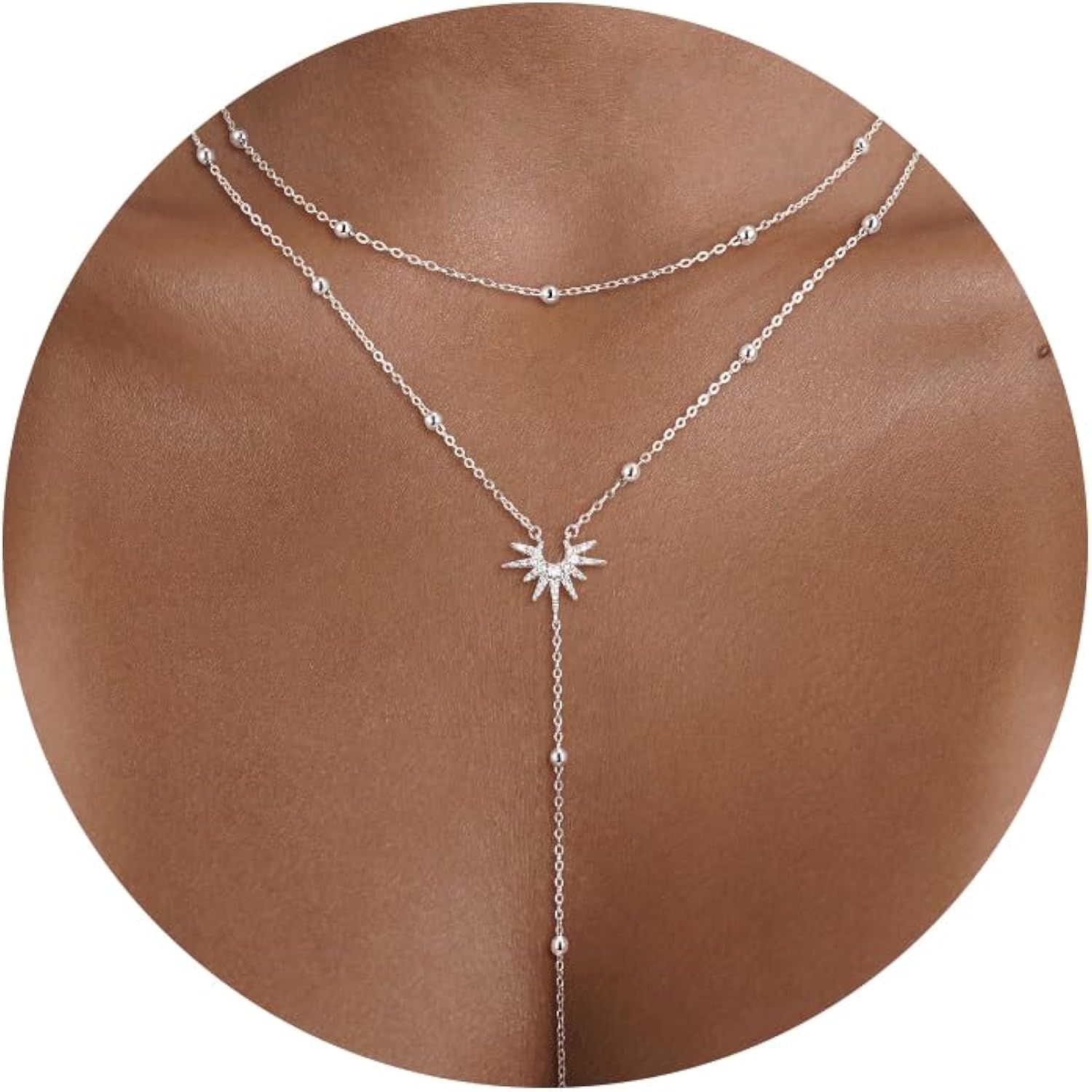 CHESKY Long Necklaces for Women, 14k Gold Plated/Streling Silver Lariat Necklace Dainty Statement Prom Necklace Rosary Cross Sun Drop Pendant Dangle Necklace Gold Prom Jewelry for Women Gifts