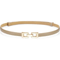 Glamorstar Skinny Belts for Women Thin PU Leather Waist Belt with Gold Buckle for Dresses