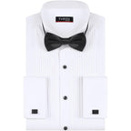 Men'S White Tuxedo Shirt With Wing Collar, French Cuffs & Accessories