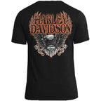 Harley-Davidson Men'S Eagle Piston Short Sleeve Crew-Neck Cotton T-Shirt - Black