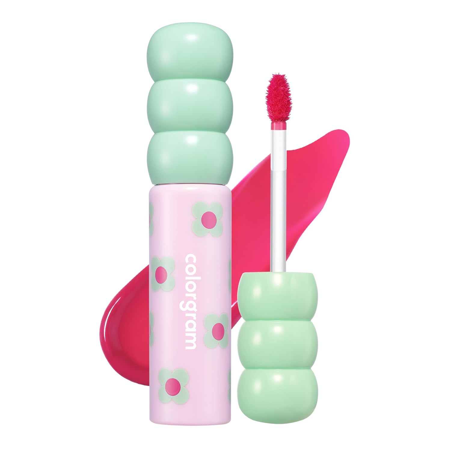 COLORGRAM Fruity Glass Tint 04 Adorable Berry | Korean Long Lasting & Waterproof Lip Stain | Glossy Dewy Lip Gloss, Highly Pigmented Strawberry Pink Shade with Glowing effect 0.11 Oz.