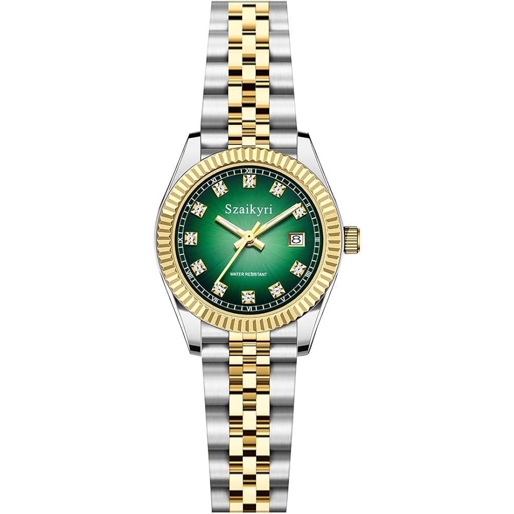 Szaikyri Classic Watch For Women With Solid Stainless Steel Band And Calendar Water Resistant