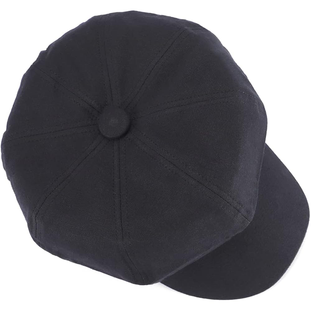 Newsboy Cabbie Baker boy hat Beret Cap for Women Pageboy Visor Paperboy Hat Sailor Fiddler Hat Adjustable 1997-black