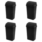 Sterilite 4-Pack Swing Top Wastebasket, Sleek Square Profile Trash Can, 13 Gallon, Black - Modern Garbage Bin For Kitchen, Bathroom, Garage And Workspace, Fits 13 Gal Liners