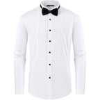 Men'S White Tuxedo Shirt With Wing Collar, French Cuffs & Accessories