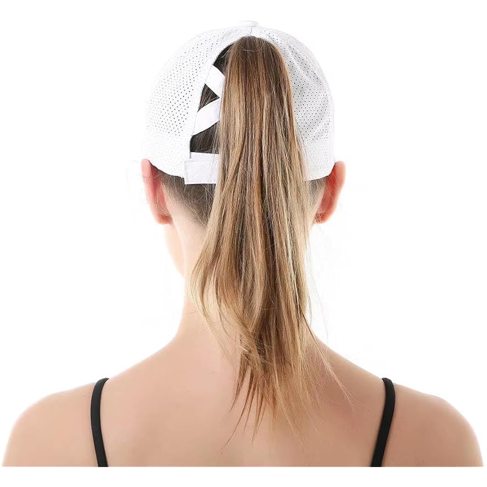 Women's Ponytail Baseball Cap - Quick-Dry Criss-Cross High Messy Bun Hat, Breathable Sun Protection Mesh Trucker Hat