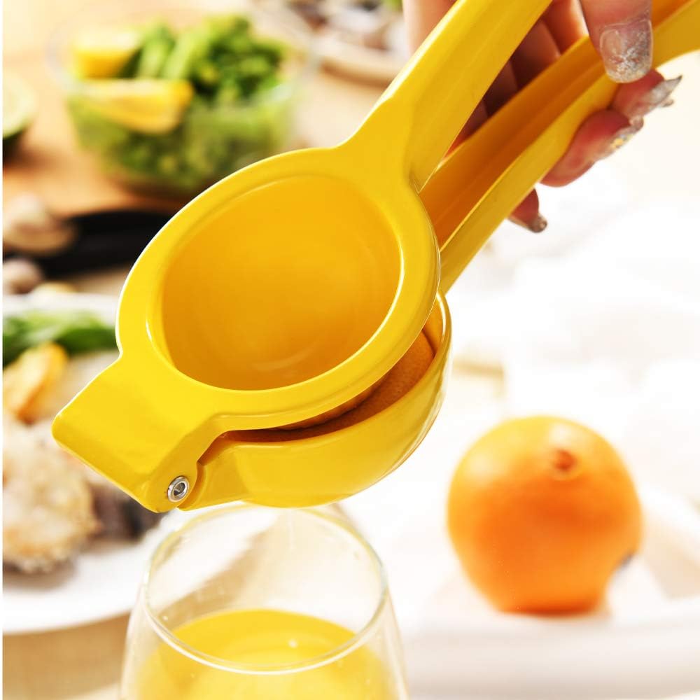 Y-Me Manual Juicer Citrus Lemon Squeezer, Fruit Juicer Lime Press Metal, Professional Hand Juicer Kitchen Tool(Yellow）