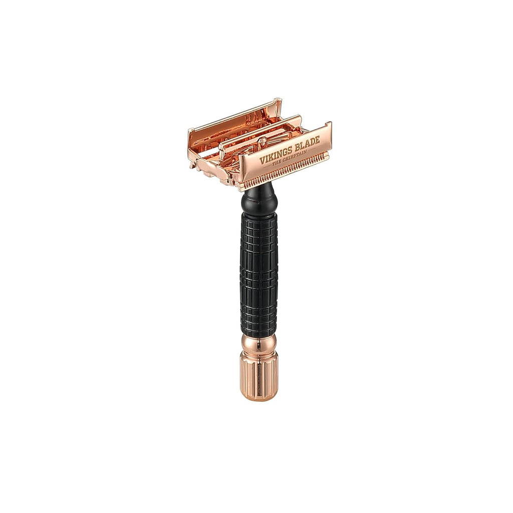 VIKINGS BLADE Double Edge Safety Razor for Men + 5 Swedish Steel Blades + Luxury Case. Smooth, Reusable, Eco-Friendly (Chieftain “Odin”)