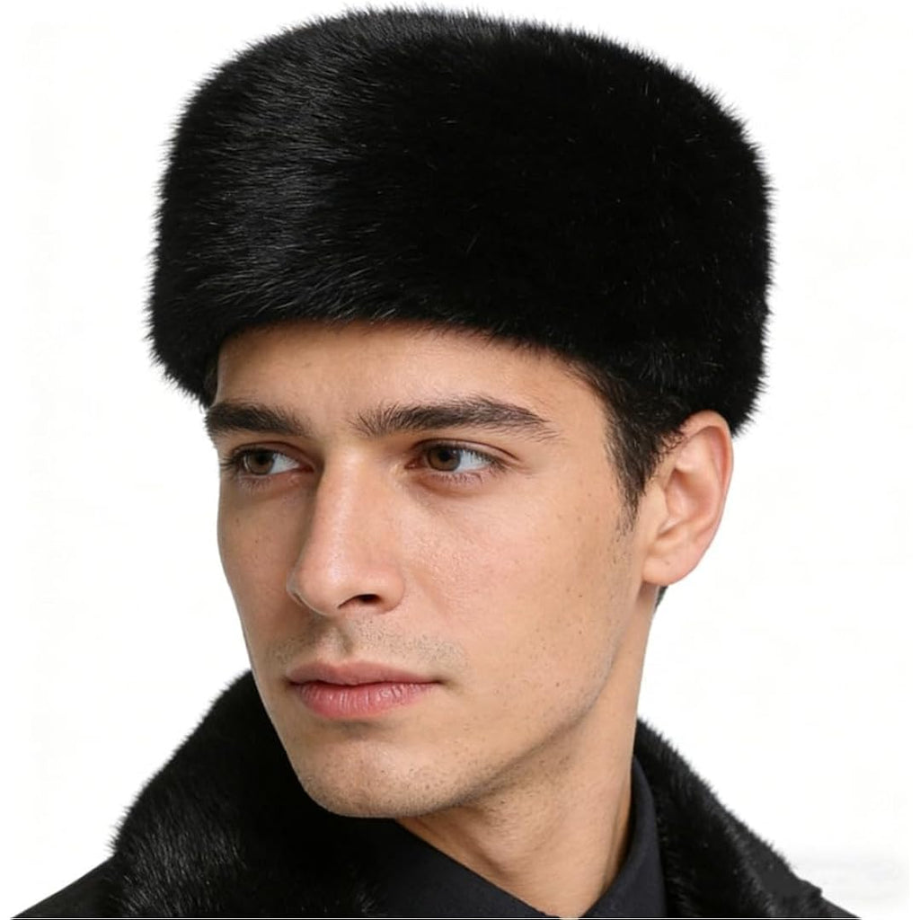 SIQITECHNO Unisex Faux Fur Russian Trapper Hat Furry Cossack Ushanka Style Warm Trooper Hat Winter Hunting Skiing Cap