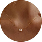 Mothers Day Gifts- Pearl Necklaces for Women Trendy, 14k Gold Plated Dainty Necklace Simple Pearl Drop Single Charm Pendant Necklace Birthday Wedding Gifts Gold Jewelry for Women