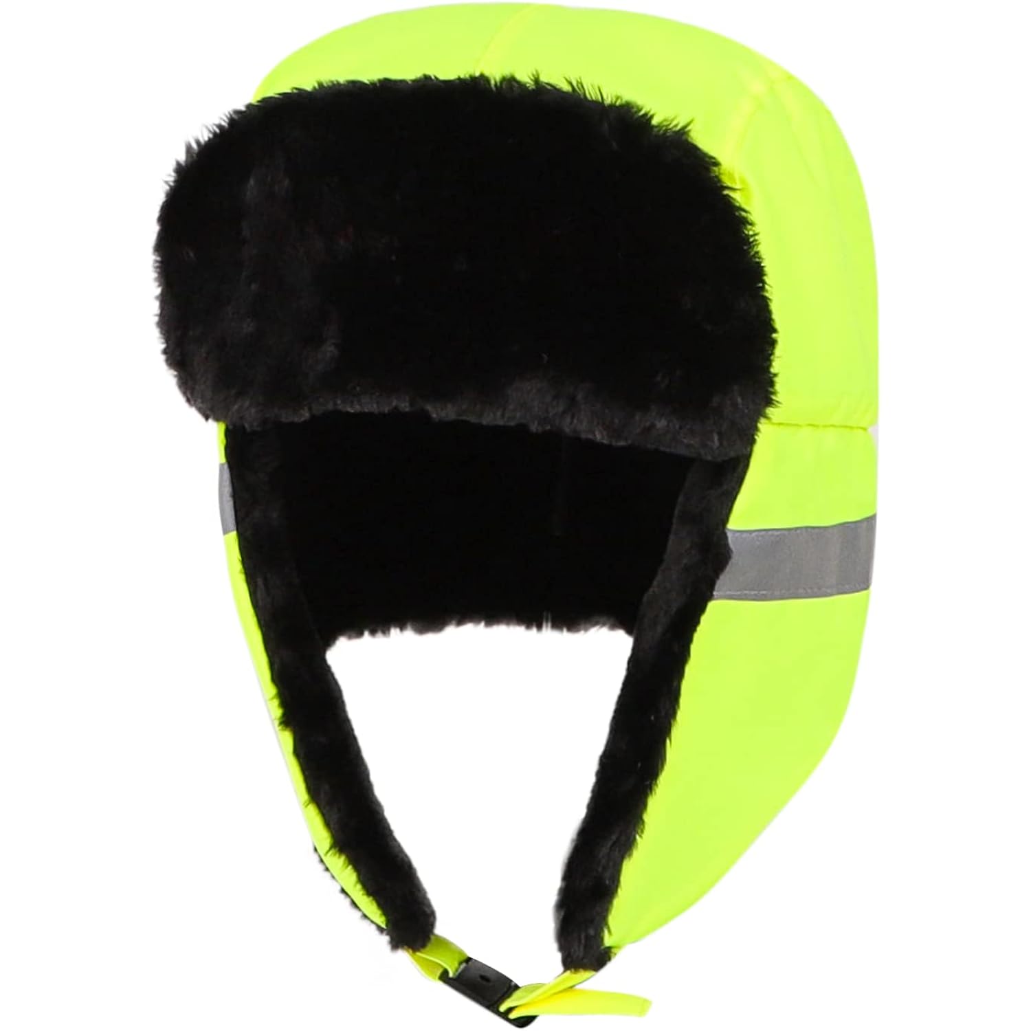 SIQITECHNO Unisex High Visibility Reflective Russian Trapper Hat Fleece Lined Work Safety Trooper Hat Outdoor Hunting Ski Cap