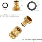 Boart Garden Hose Quick Connector Set, Solid Brass 3/4 Inch Water Fitings Thread Easy Connect No-Leak Male Female 6 Sets