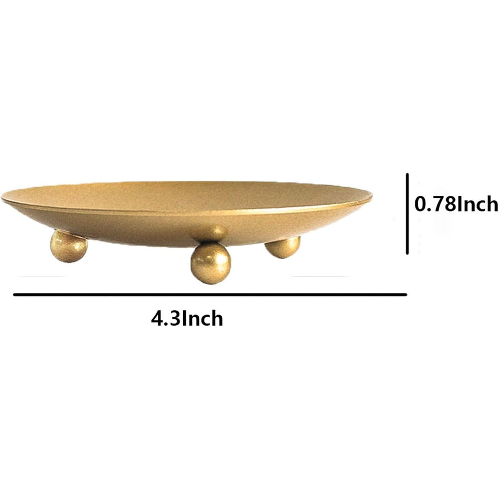YYaaloa 2 Pack Gold Decorative Iron Plate Candle Holder 4.33'' Candle Stand Candle Plate for LED & Wax Candles, Incense Cones, Spa, Weddings (Gold-2 Pack)