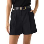 Womens Shorts Dressy High Waisted Wide Leg Tailored Shorts Pleated Business Casual Work Trouser Shorts Without Belts